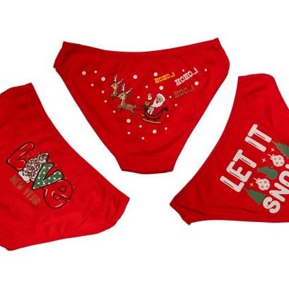 Arias Closet Kırmızı Yılbaşı Desenli 3'Lü Pamuklu Külot Takımı