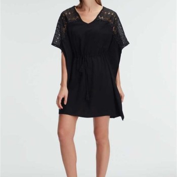 Arias Closet Kısa Kol V Yaka Viskon Düz Yazlık Mini Dantel Detaylı Pijama Takımı