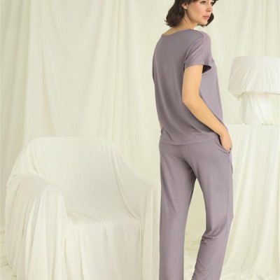 Arias Closet Kısa Kollu V Yakalı Dantelli Pijama Takımı