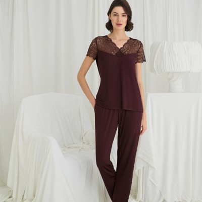 Arias Closet Kısa Kollu Ve Dantelli V Yaka Pijama Takımı