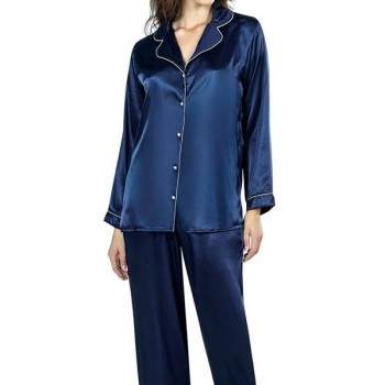 Aria's Closet Lacivert İkili Saten Gecelik Pijama Takımı 7647