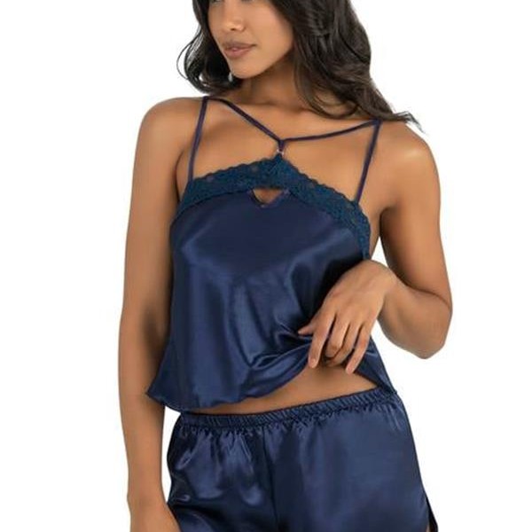 Arias Closet Lacivert Saten Şort Takımı