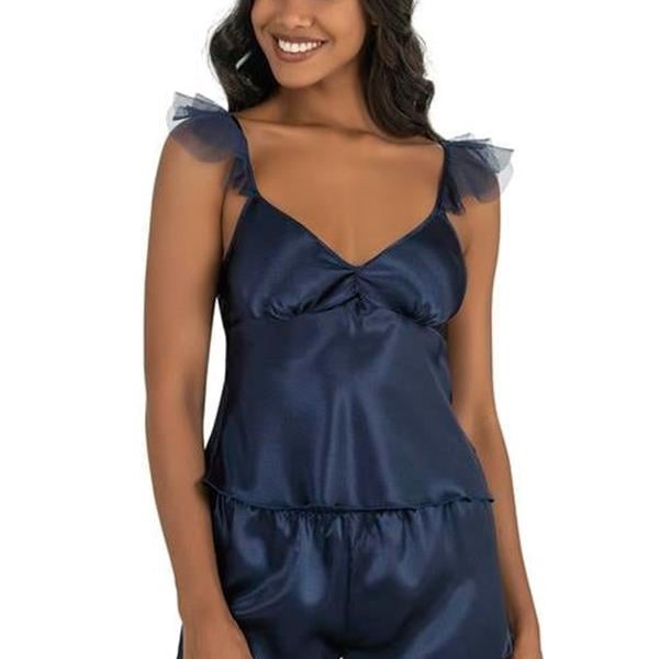 Arias Closet Lacivert Saten Şort Takımı 9212