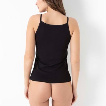 Arias Closet Likralı Pamuklu İp Askılı Siyah Atlet