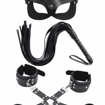 Arias Closet Maske Kırbaç Bileklik 5 Li Harness Deri Set