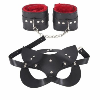 Arias Closet Maske Ve Kelepçe Deri Harness Fantezi Set