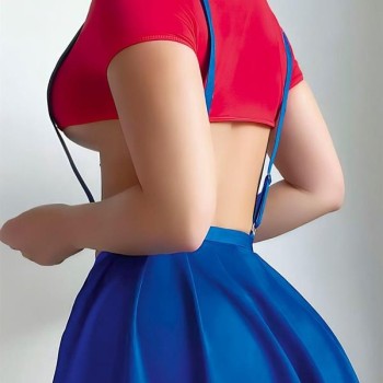 Arias Closet Mavi Kırmızı Fantezi Etekli Takım