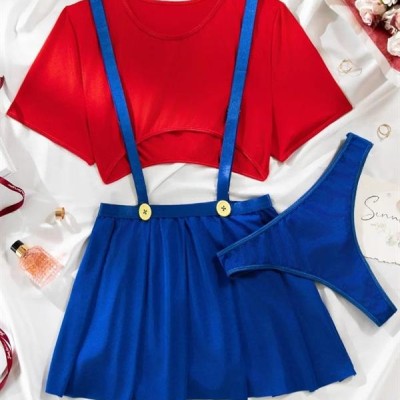 Arias Closet Mavi Kırmızı Fantezi Etekli Takım