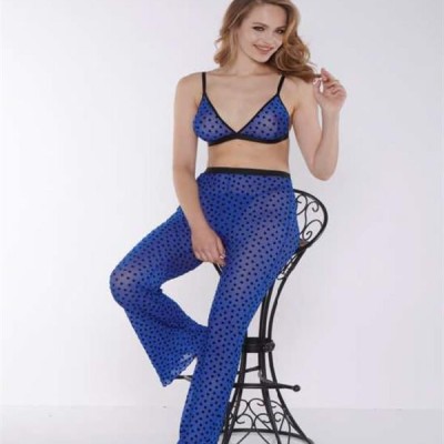 Arias Closet Mavi Transparan Fantezi Sütyen Pijama Takımı