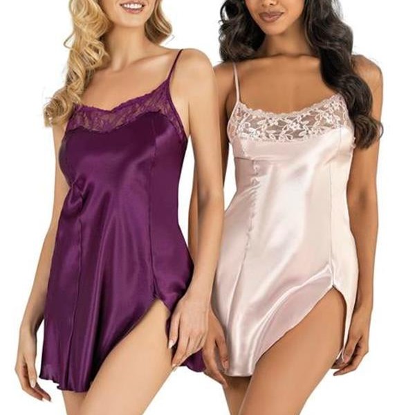 Arias Closet Mor Kısa Saten Gecelik 8217