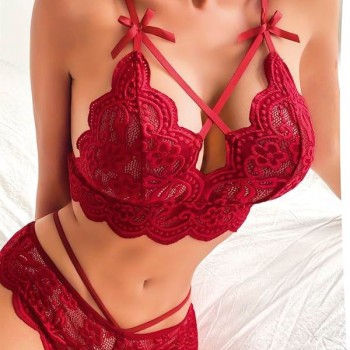 Arias Closet Özel Bölgesi Açık Seksi Bustiyerli Sütyen Külot Takım