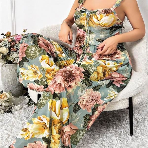 Arias Closet Özel Tasarım Büyük Beden Çiçek Desenli 2'Li Pijama Takımı