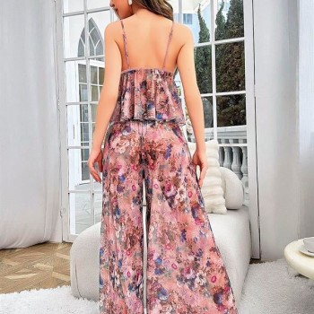 Arias Closet Özel Tasarım Çiçek Desenli Salaş Kesim Şık 2'Li Takım