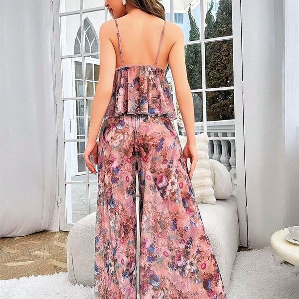 Arias Closet Özel Tasarım Çiçek Desenli Salaş Kesim Şık 2'Li Takım