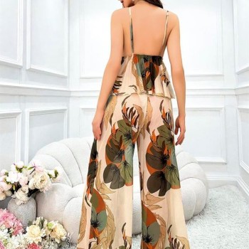 Arias Closet Özel Tasarım Çiçek Desenli Salaş Şık Dekolteli 2'Li Takım