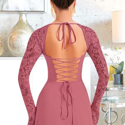 Arias Closet Özel Tasarım Dantel İşlemeli Şık Uzun Bolerolu Fuşya Fantezi Mini Club Elbisesi