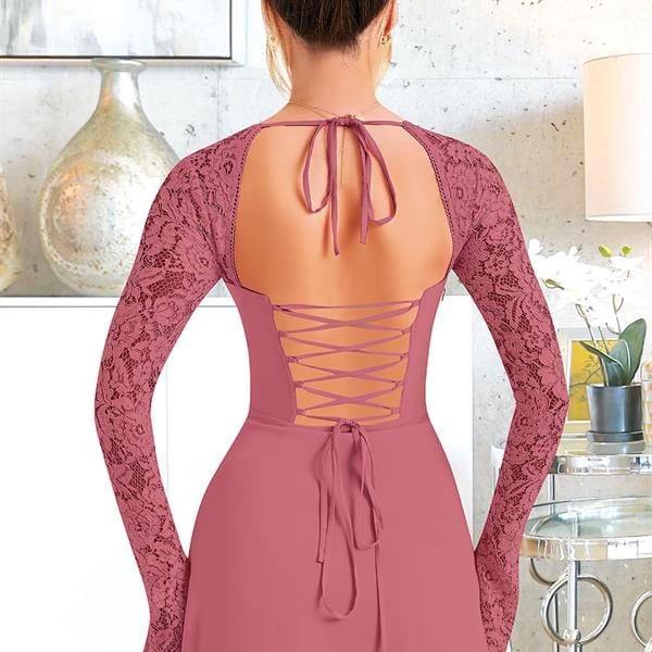 Arias Closet Özel Tasarım Dantel İşlemeli Şık Uzun Bolerolu Fuşya Fantezi Mini Club Elbisesi