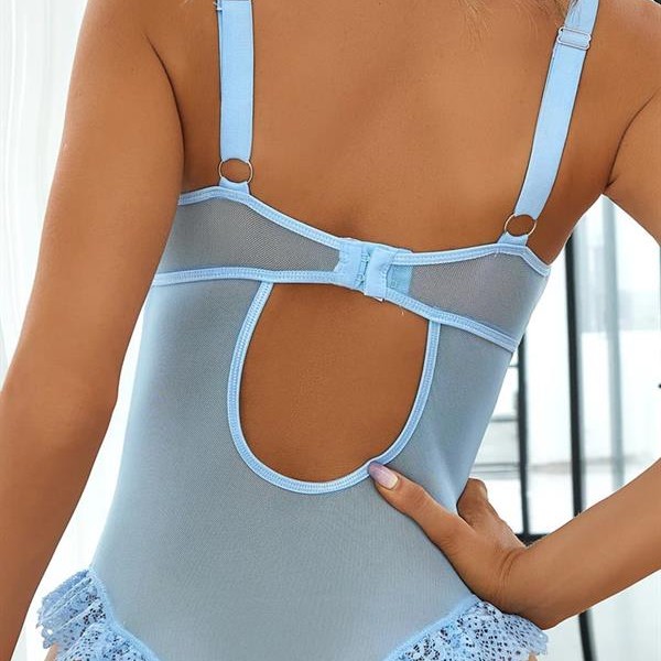 Arias Closet Özel Tasarım Mavi Dantelli Fantezi Jartiyer Takımı