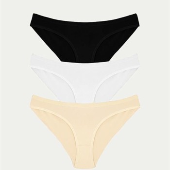 Arias Closet Pamuklu Siyah Beyaz Ten Rengi 3'Lü Külot