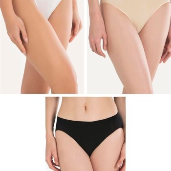 Arias Closet Pamuklu Siyah Beyaz Ten Rengi 3'Lü Külot