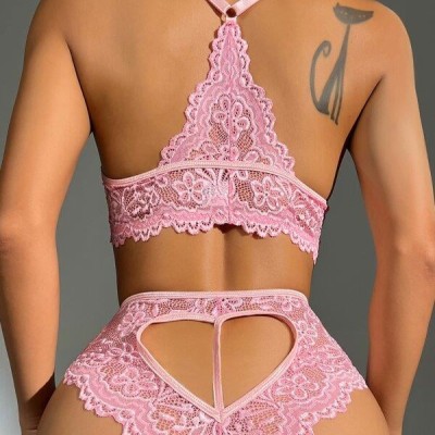 Arias Closet Pembe Dantelli Fantezi Bralet Sütyen Takımı