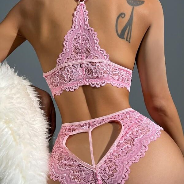 Arias Closet Pembe Dantelli Fantezi Bralet Sütyen Takımı