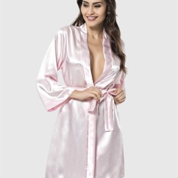 Arias Closet Pembe Kısa Saten Sabahlık