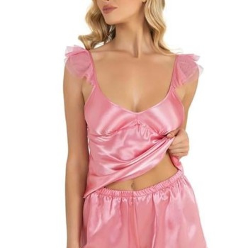 Arias Closet Pembe Saten Şort Takımı 9212