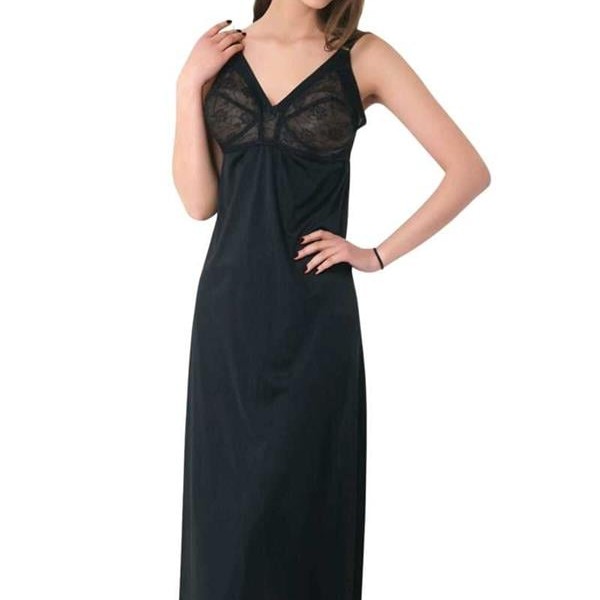 Arias Closet Polyamid Kumaşlı Dantelli Geniş Askılı Diz Altı Kombinezon