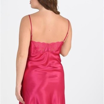 Arias Closet Premium Büyük Beden Saten Dantel İşlemeli Vişne 2'Li Gecelik Sabahlık Takımı Bigsize