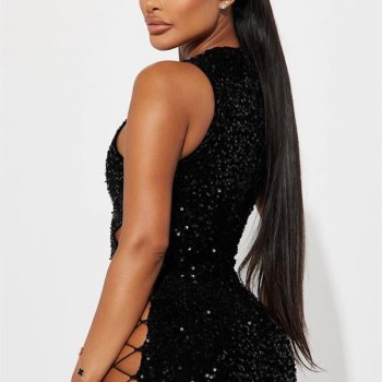 Arias Closet Pullu Transparan Detaylı Göğüs Dekolteli Mini Fantezi Elbise