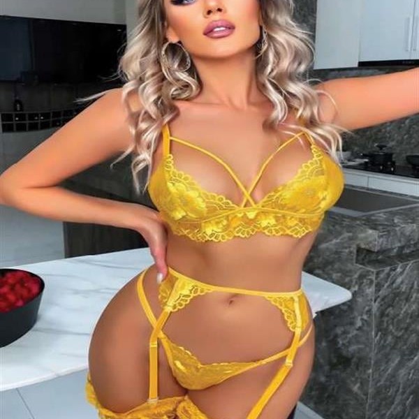 Arias Closet Sarı Göğüs İp Detaylı Fantezi Jartiyer Takım