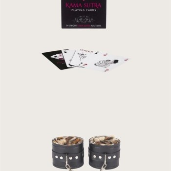 Arias Closet Sexy Görselli Oyun Kartı Kama Sutra Leopar Kelepçe Set