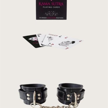 Arias Closet Sexy Görselli Oyun Kartı Kama Sutra Siyah Kelepçe Set