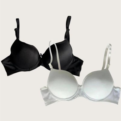 Arias Closet Siyah-Beyaz 2'Li Mikro Kumaş Push Up Dolgulu Balenli Günlük Destekli Sütyen