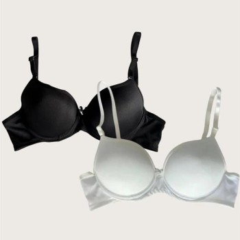 Arias Closet Siyah-Beyaz 2'Li Mikro Kumaş Push Up Dolgulu Balenli Günlük Destekli Sütyen