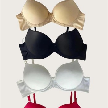 Arias Closet Siyah-Beyaz-Kırmızı-Ten 4'Lü İçi Boş Micro Balenli Günlük Tek Desteksiz Sütyen