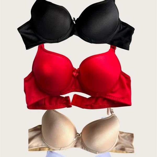 Arias Closet Siyah-Beyaz-Kırmızı-Ten 4'Lü İçi Boş Micro Balenli Günlük Tek Desteksiz Sütyen