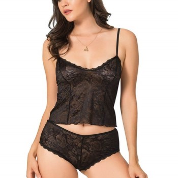 Arias Closet Siyah Jakarlı Babydoll Şort Takımı