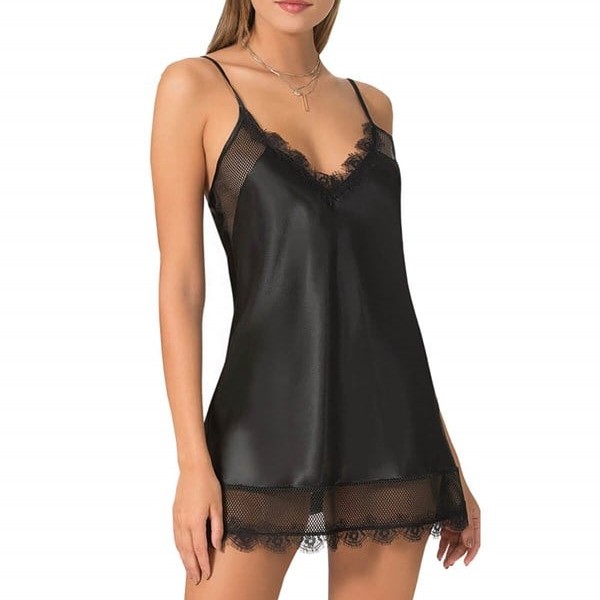 Arias Closet Siyah Kısa Saten Gecelik