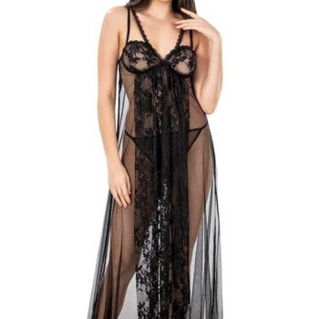 Arias Closet Siyah Kısa Tül Gecelik