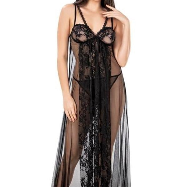 Arias Closet Siyah Kısa Tül Gecelik