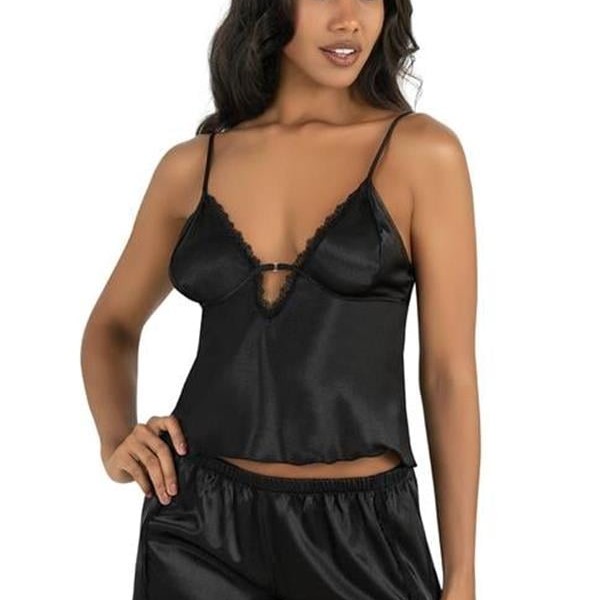 Arias Closet Siyah Saten Şort Takımı 9207