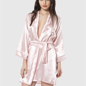 Arias Closet Somon Kısa Saten Sabahlık