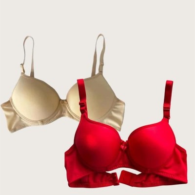 Arias Closet Ten-Kırmızı 2'Li Mikro Kumaş Push Up Dolgulu Balenli Günlük Destekli Sütyen