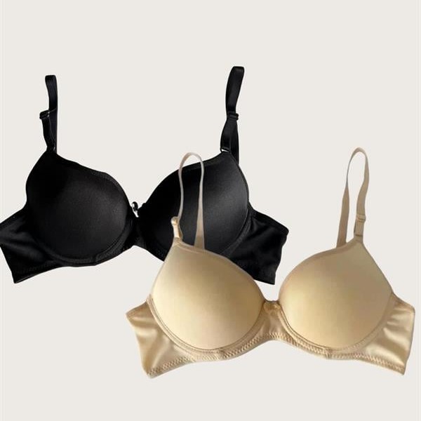 Arias Closet Ten-Siyah 2'Li Mikro Kumaş İçi Boş Balenli Günlük Desteksiz Sütyen
