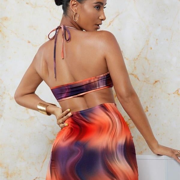 Arias Closet Transparan Detaylı Omuz Dekolteli Mini Fantezi Elbise