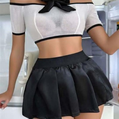 Arias Closet Transparan Mini Etekli Kurdela Detaylı Fantezi Kostüm