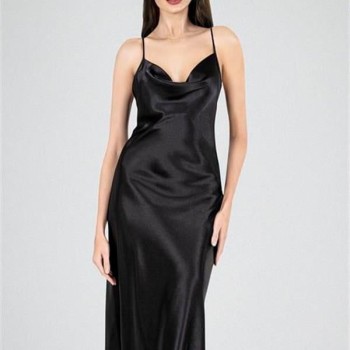 Arias Closet Uzun Gecelik Degaje Siyah