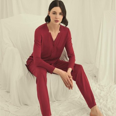Arias Closet Uzun Kollu Boydan Düğmeli V Yaka Pijama Takımı